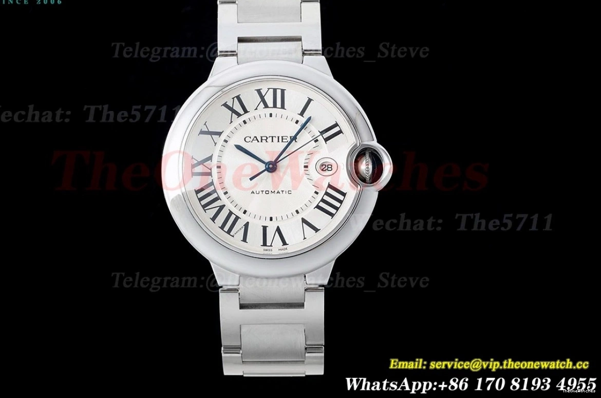 Dial White SS 42mm AF De Ballon Cartier Bleu SS A2824 1219